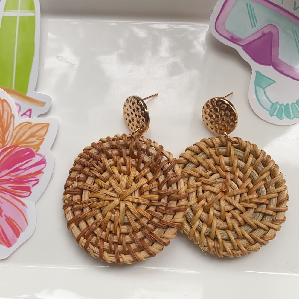 Wicker Woven Circle Drop Earring - Picture 5 of 5